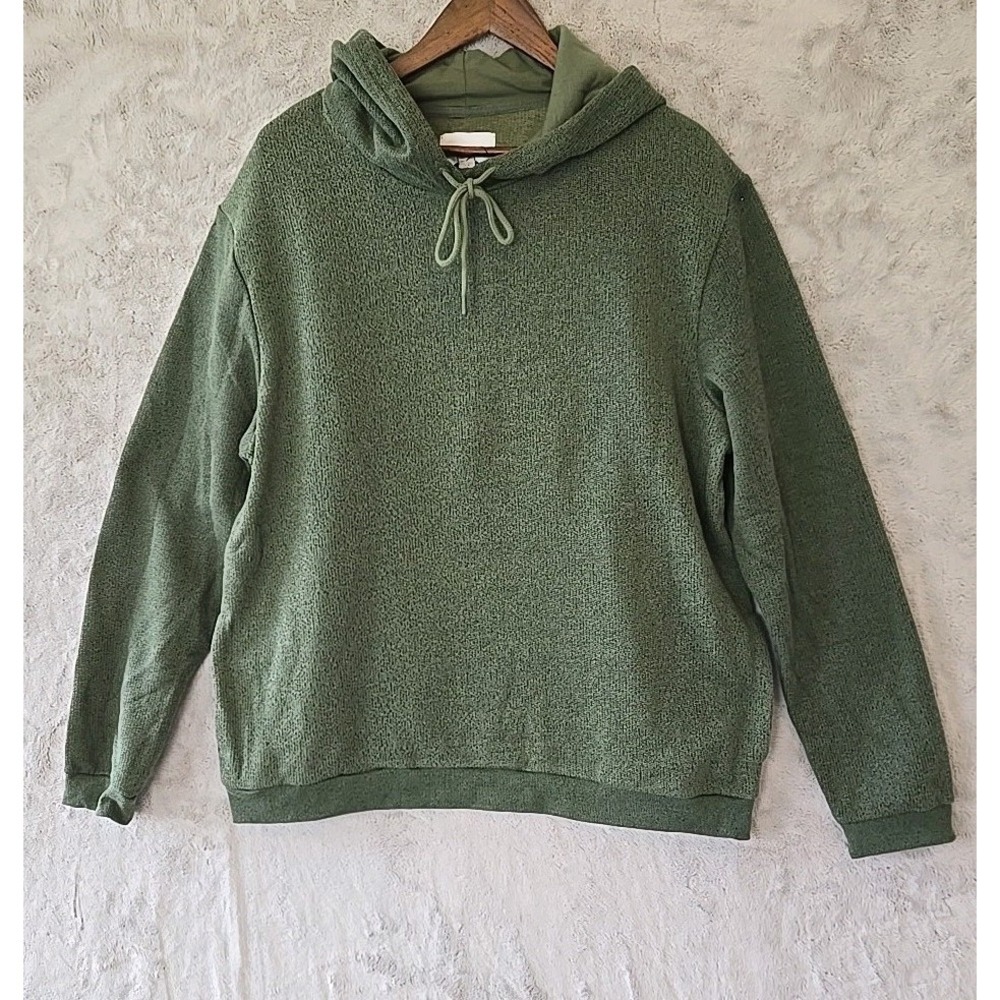 Goodfellow & Co. Men's Textured Fleece Hooded Sweatshirt X-LARGE Green Pockets